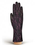 Перчатки женские подкладка из шелка IS01020 black/d.violet (Eleganzza)