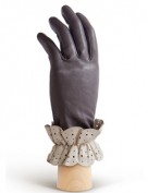 Перчатки женские подкладка из шелка IS019 grey/ivory (Eleganzza)