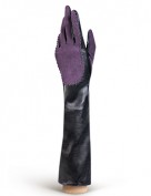 Перчатки женские подкладка из шелка IS08086 black/d.violet (Eleganzza)