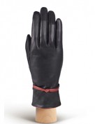 Зимние кожаные перчатки подкладка из шелка AND W12FH-0925-s black/bordo (Anyday)