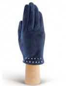 Зимние кожаные женские перчатки подкладка из шелка IS02011-R d.blue (Eleganzza)