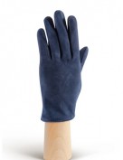 Зимние кожаные женские перчатки подкладка из шелка IS02011 d.blue (Eleganzza)